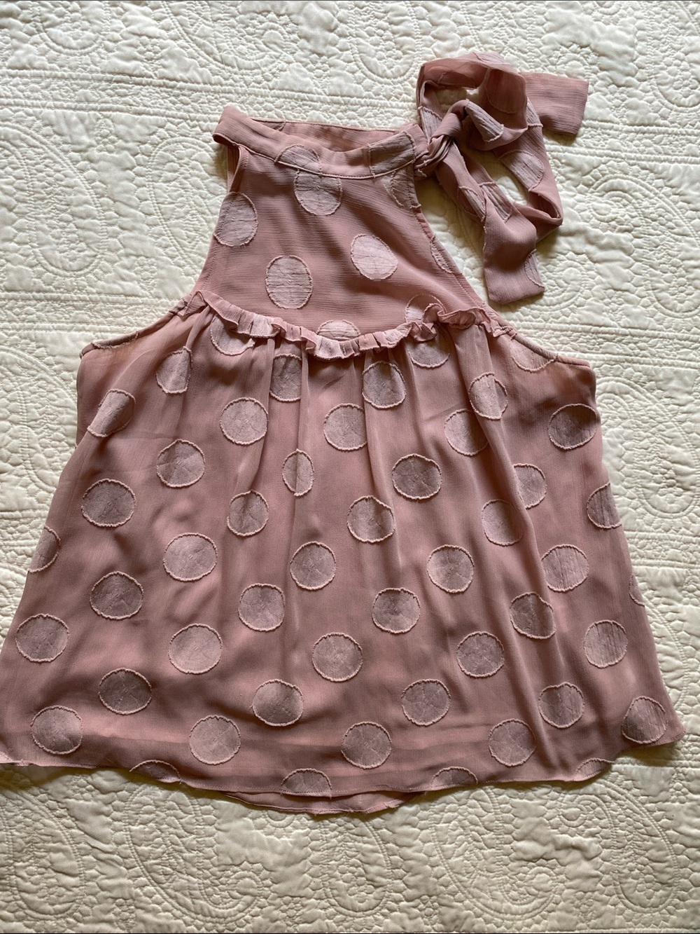She + Sky Dusty Pink Polka Dot Tie-Shoulder Halter Camisole ,not pink